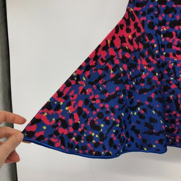 M  Missoni Bright Multicolor Jacquard Knit flared Midi skirt Red Blue inkblot 42 - Picture 10 of 14